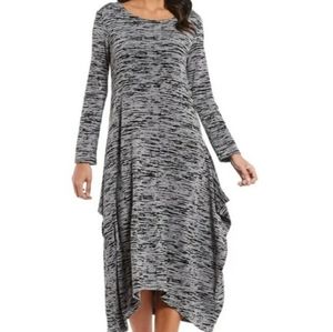 Bryn Walker Chelsea French Terry Draped Side Asymmetrical Midi Dress Lagenlook